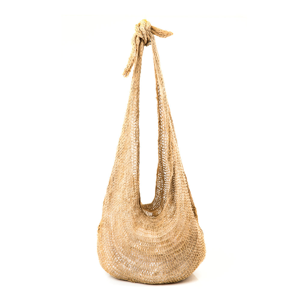 natural plain bilum with knot handle