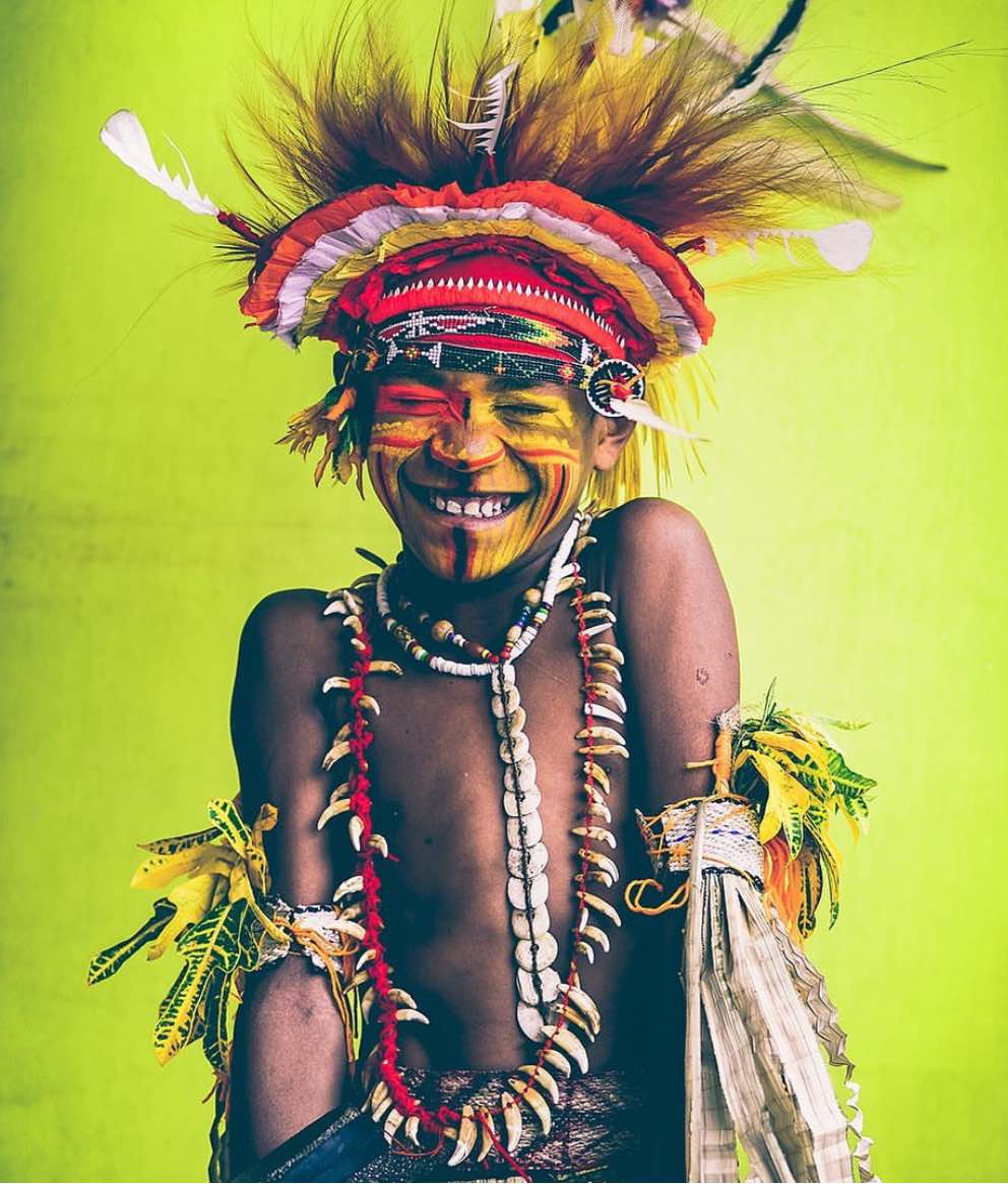 Boy in traditional PNG custom dress by David Kirkland