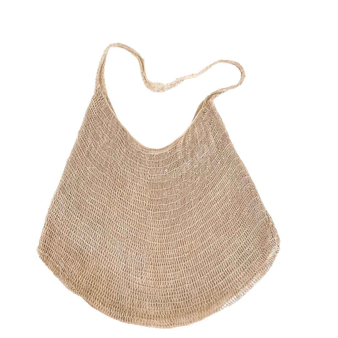 Flat lay of natural fibre bilum.