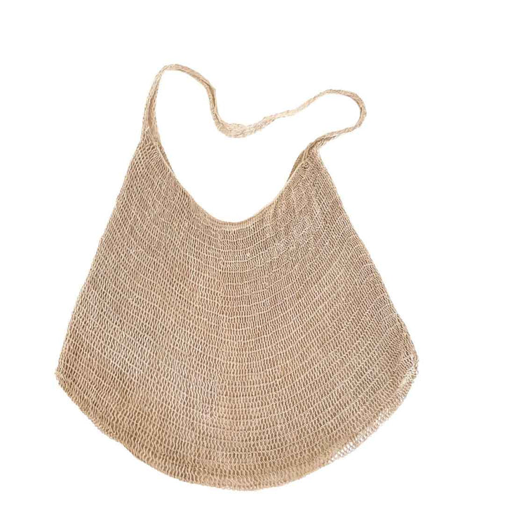 Flat lay of natural fibre bilum.