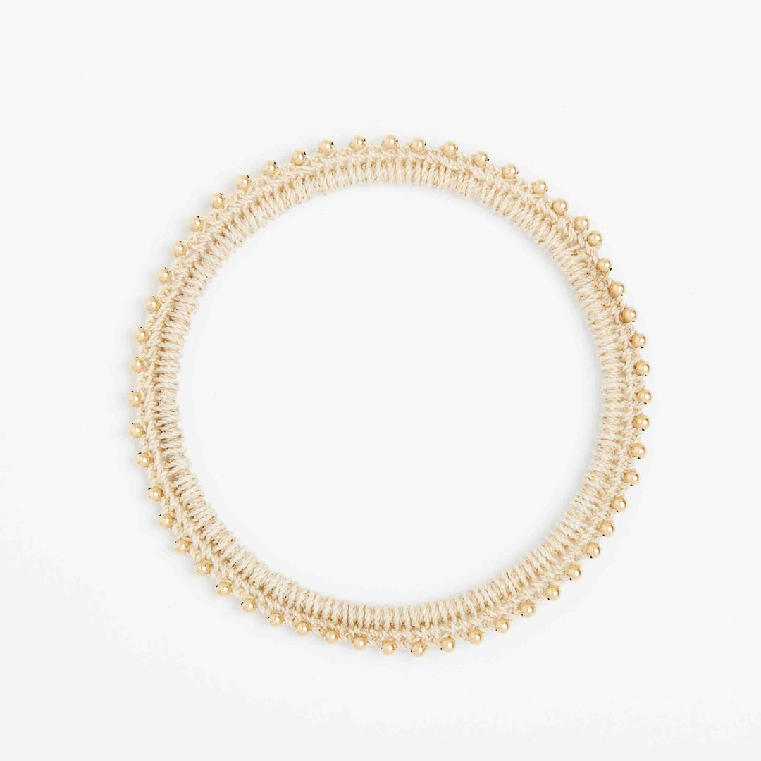 Nambis gold beaded woven bangle #Gold