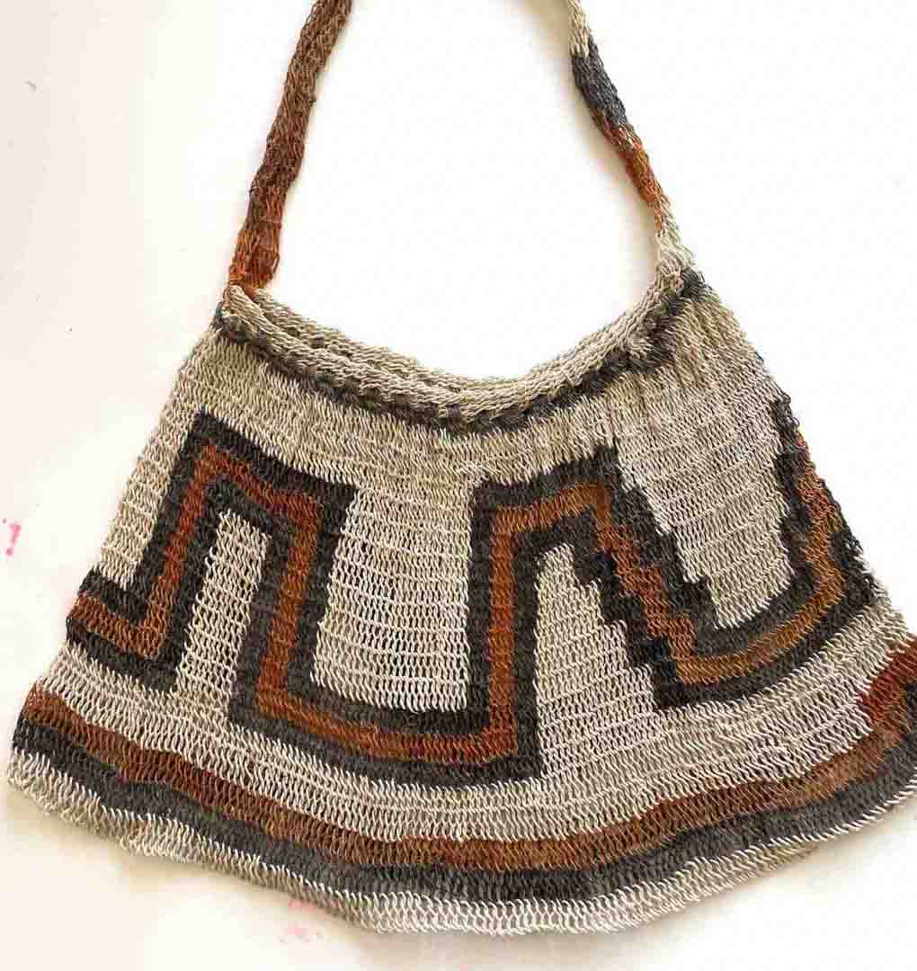 Flat lay of Papua New Guinean string bilum.