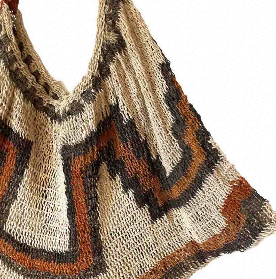 Edge of corner of a traditional string bilum from Papua New Guinea.