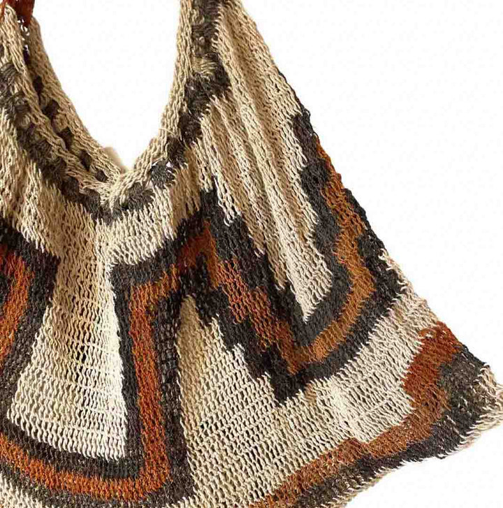 Edge of corner of a traditional string bilum from Papua New Guinea.