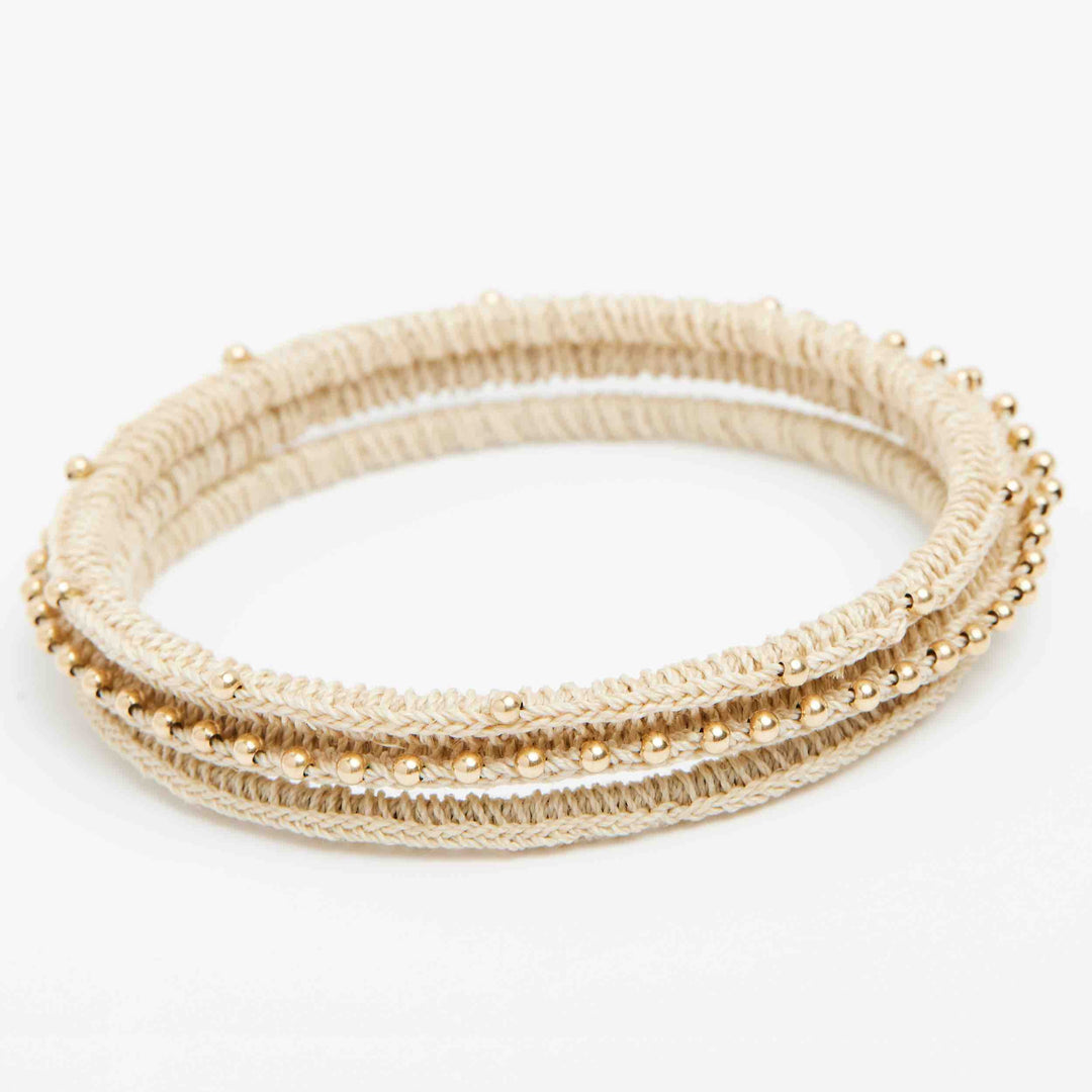 Gold beaded Nambis luxury woven bangle set #Gold