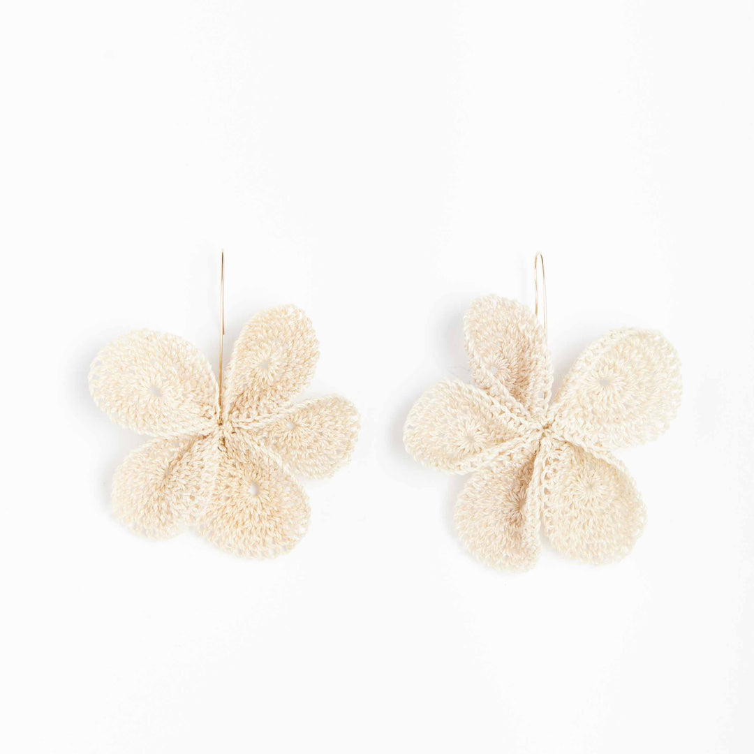 bilum and bilas Large woven flower earrings in gold front #Gold