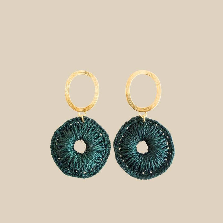 Green Hoop Loop Earrings