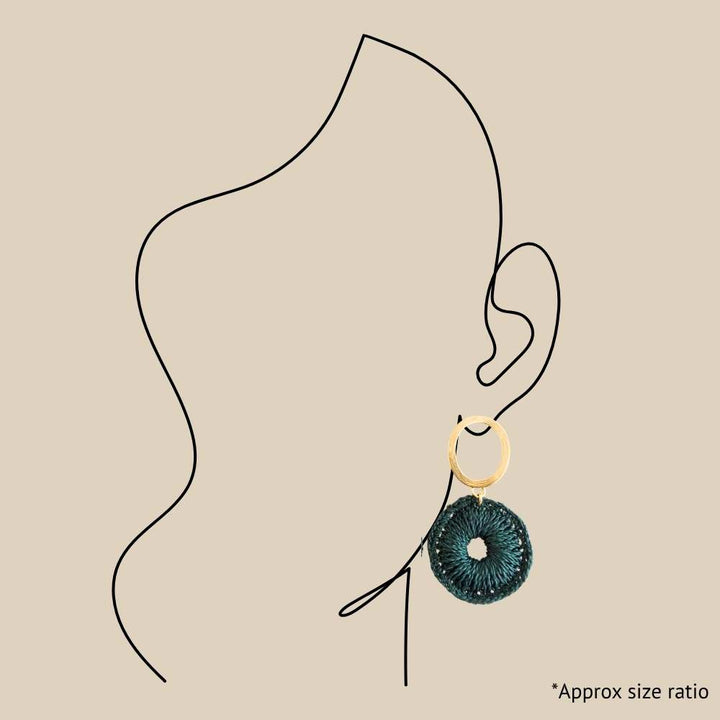 Green Hoop Loop Earrings