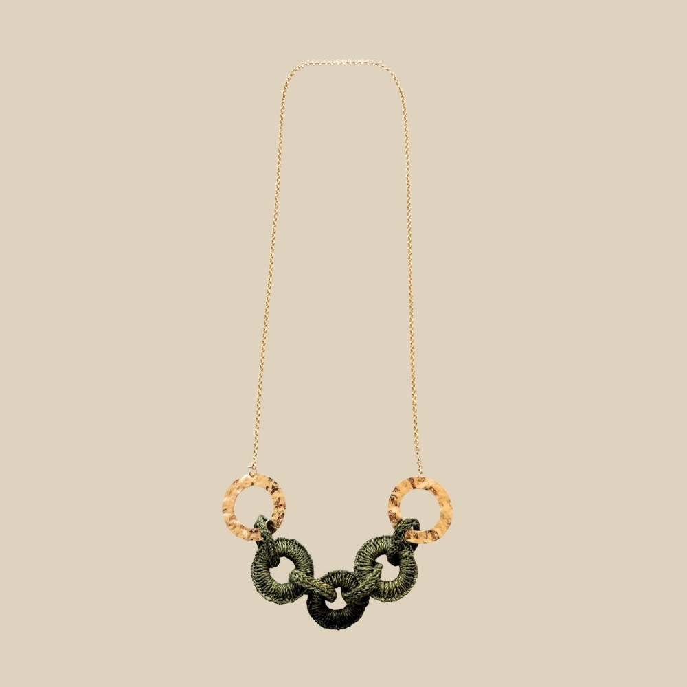 Green Woven Link Necklace