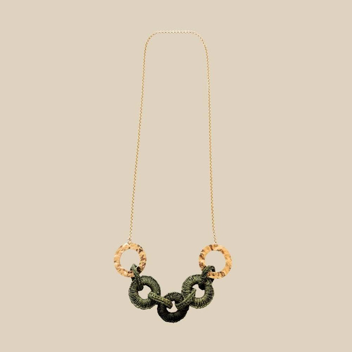 Green Woven Link Necklace