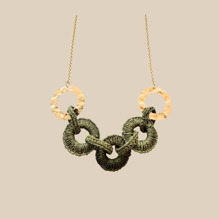 Green Woven Link Necklace