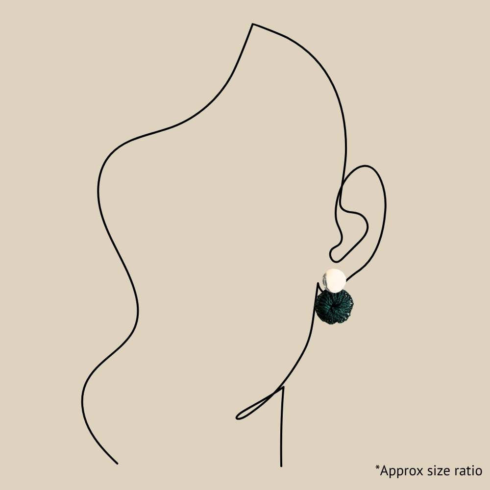 Green/Silver Stud Earrings
