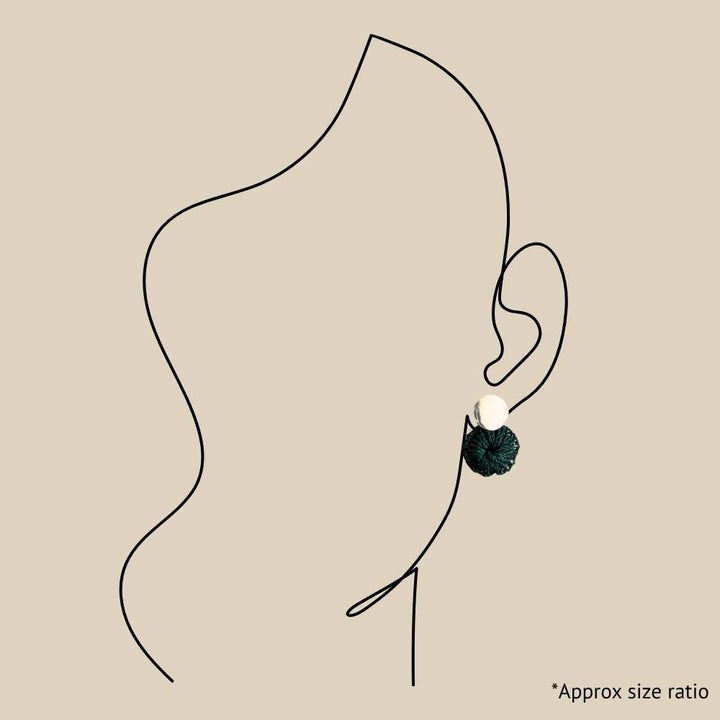Green/Silver Stud Earrings