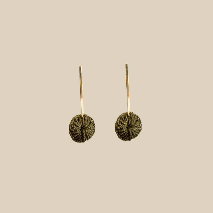 Green/Gold Long Bar Earrings