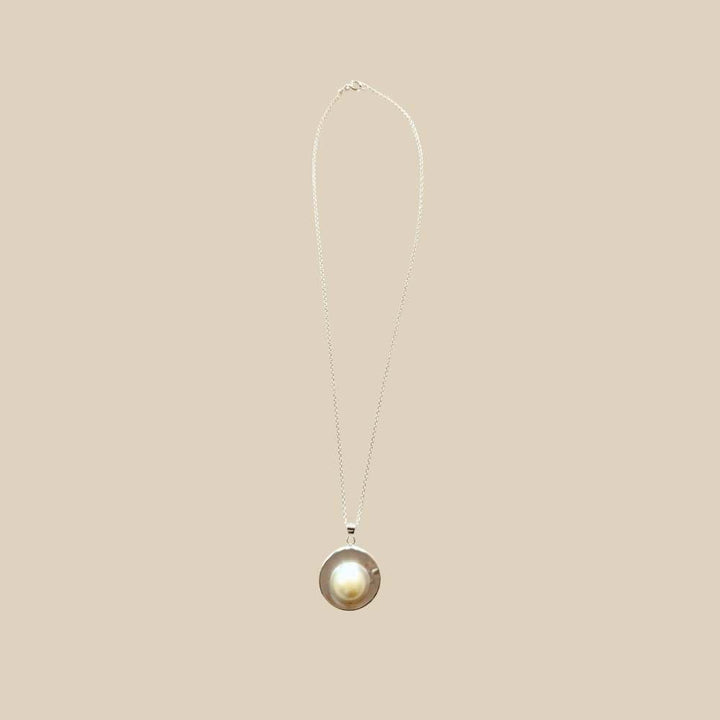 Half Pearl Sterling Silver Necklace