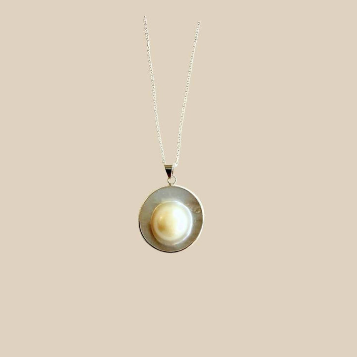 Half Pearl Sterling Silver Necklace