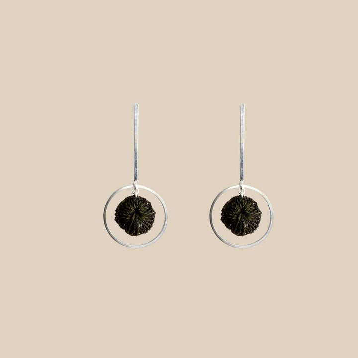 Green/Silver Orbit Earrings