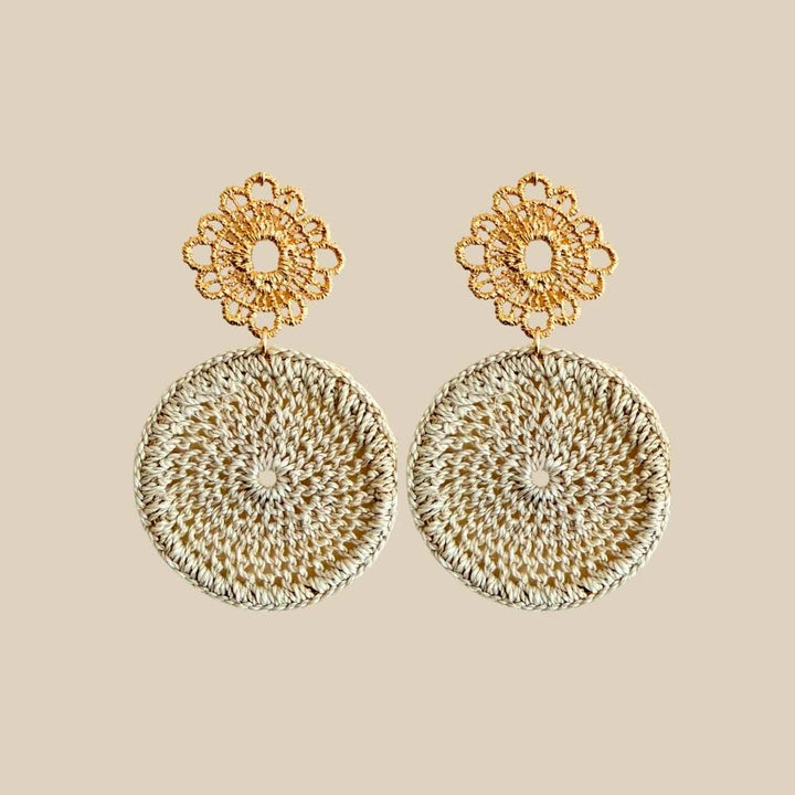 Ornate Disc Earrings Natural