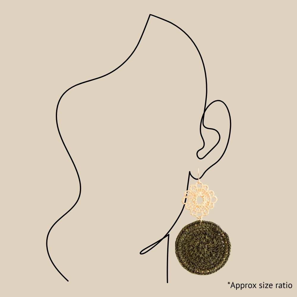 Green Ornate Disc Earrings