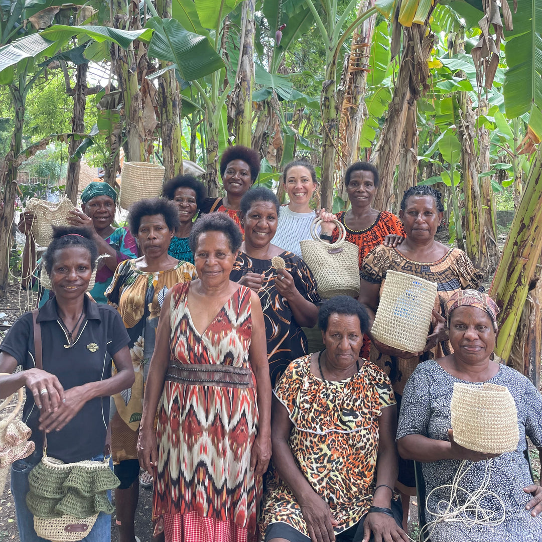 Jessica Cassell founder of Bilum and Bilas with community of artisans and weavers in Hohola in Port Moresby