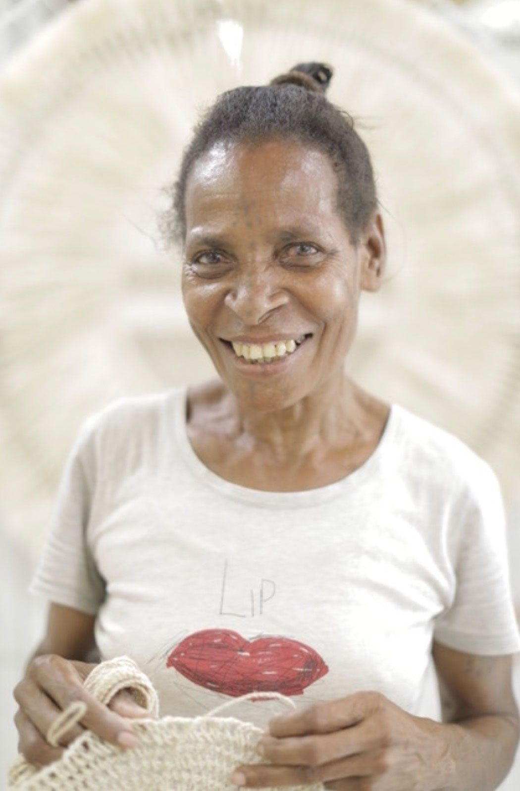 Selina Navi artisan and bilum weaver at Bilum and Bilas in Port Moresby