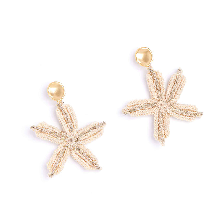 Gold star-shaped earrings on a white background