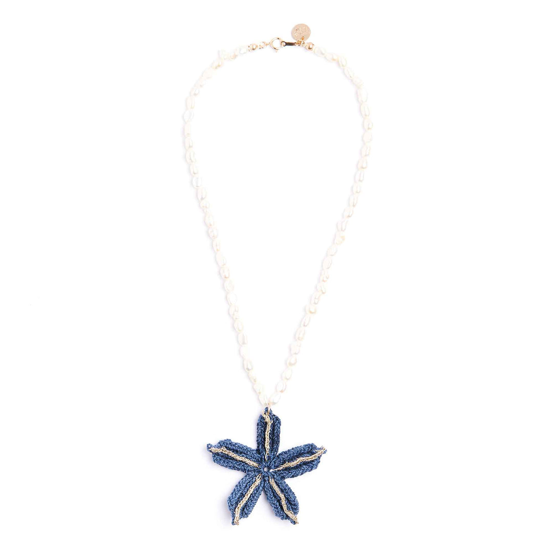 Necklace with a starfish pendant on a white background