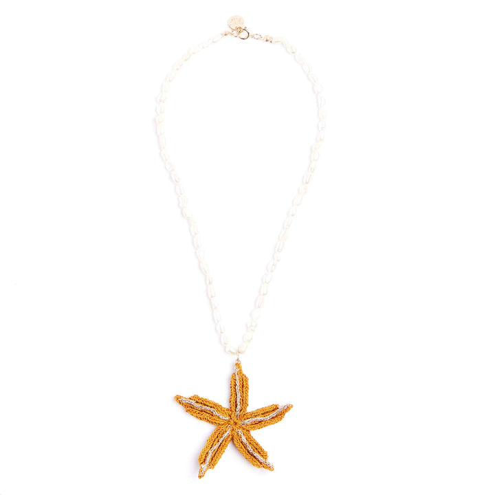 Necklace with a starfish pendant on a white background