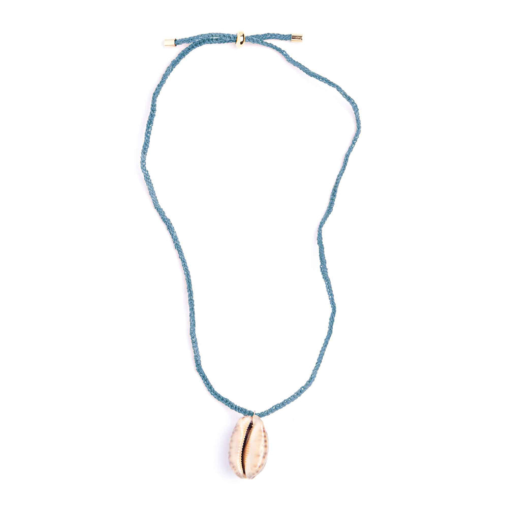 Necklace with a shell pendant on a white background