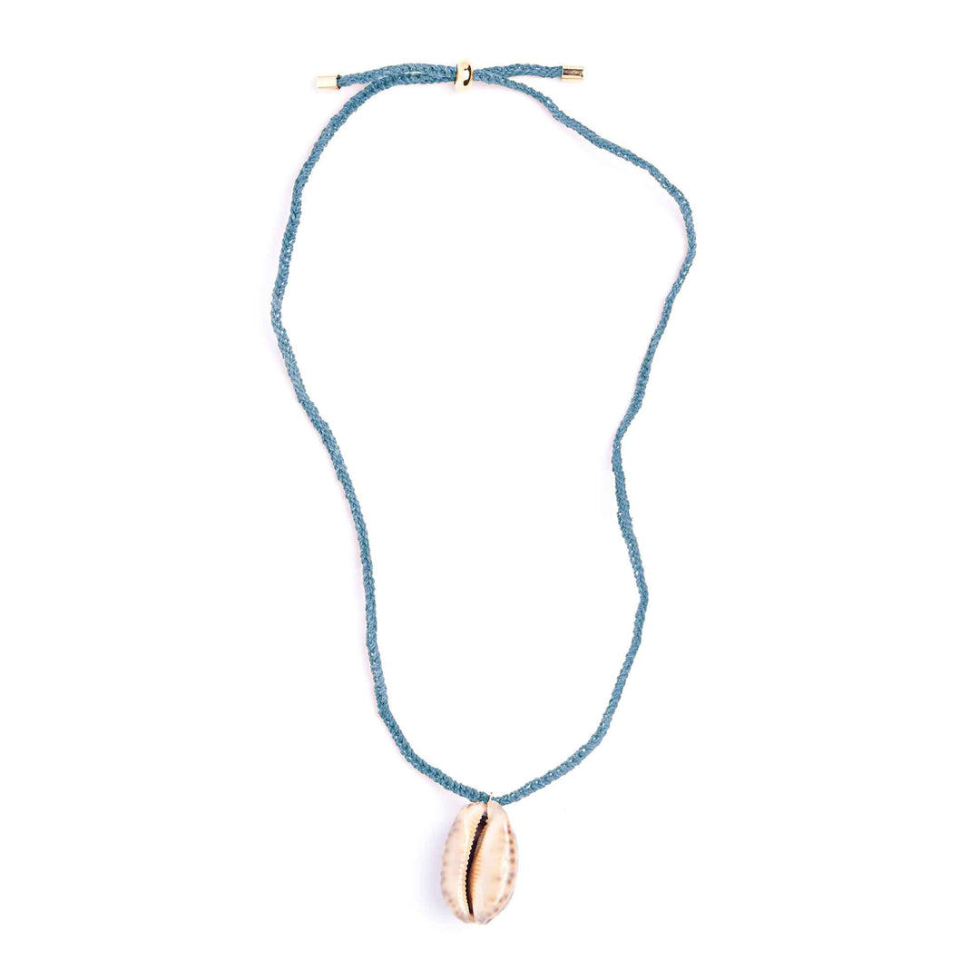 Necklace with a shell pendant on a white background