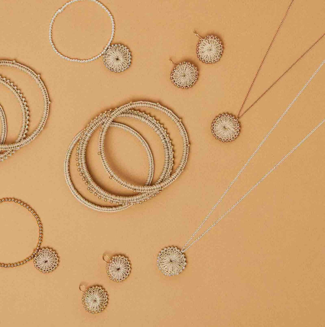 Nambis beaded necklaces in collection flat lay