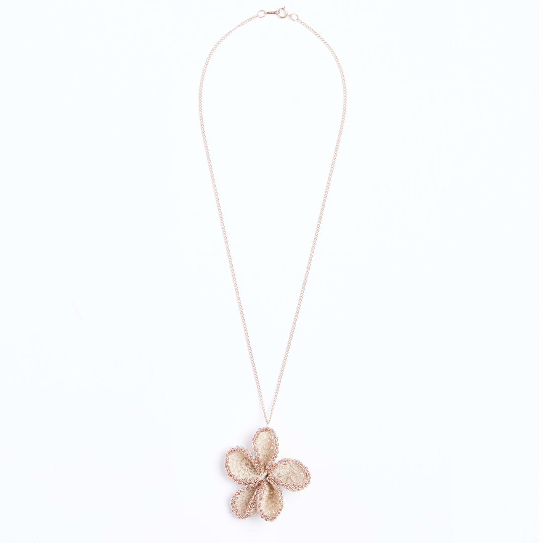 Rose gold woven flower necklace